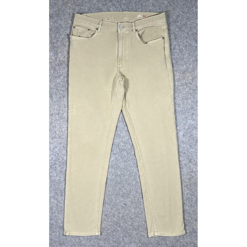 Faherty Stretch Terry 5-Pocket Pants Mens 34x31 Khaki Coastal Preppy Casual City